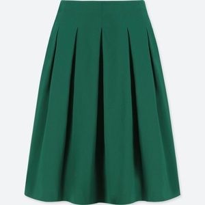 High Waist Midi Skirt w/ Pockets - GREEN
